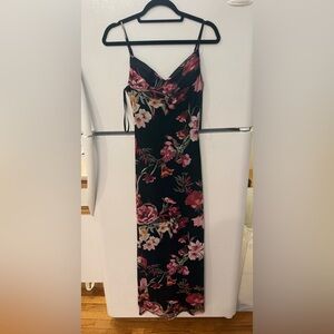 B Darlin Pink and Orange Floral Maxi Dress Sleeveless Spaghetti Strap